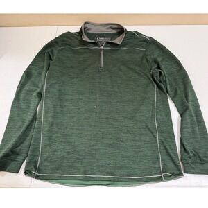 Pebble Beach Dry-Luxe Performance Mens Quarter Zip Pullover Green Large